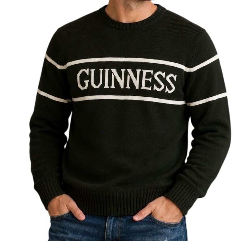 Guinness Dark Green Knit Sweater Crewneck Men's Small